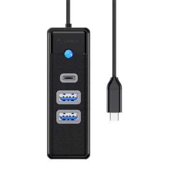 USB-C хаб Orico на 2x USB 3.0 + USB-C, 5 Гбит/с, 0.15м, черный