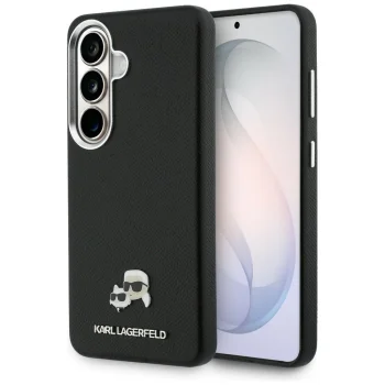 Karl Lagerfeld Saffiano KC Metal Logo MagSafe vāciņš Samsung Galaxy S26, melns