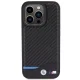BMW iPhone 15 Pro vāciņš Leather Carbon, melns