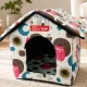 Collapsible Pet House Bed for Dogs and Cats Size L, Owl Pattern