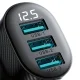 Joyroom JR-CCD03 Car Charger with Display, 3x USB-A, Black