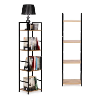 Metāla plaukts LOFT ar 4 plauktiem ModernHome, savvaļas ozols