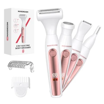 Maxgroom ZC-T18 Multifunctional Women's Trimmer with Interchangeable Heads - White and Pink