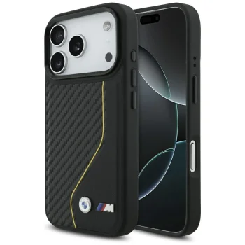 BMW iPhone 17 Pro vāciņš M Carbon Line & Logo MagSafe, melns/dzeltens