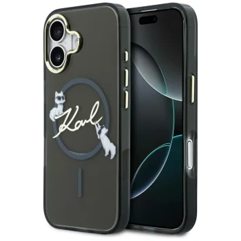 Karl Lagerfeld IML Choupettes Karl Script Logo MagSafe чехол для iPhone 17 – черный