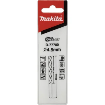 Сверло по металлу Makita HSS-GS D-77780, 4.5 x 80 мм