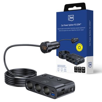 3mk Car Power Splitter PD 120W™ QC PPS automašīnas lādētājs 7 ierīcēm, melns
