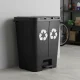 Dual Compartment Trash Can 40L Kitchen Recycling Bin with Pedal, Black