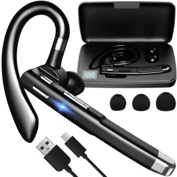 Izoxis Wireless Bluetooth Headset with Charging Case, Black
