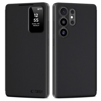 Tech-Protect Smart Wallet Case for Samsung Galaxy S25 Ultra, Matte Black