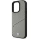 Чехол BMW для iPhone 16 Pro Sign Leather Textured and Line MagSafe, серый