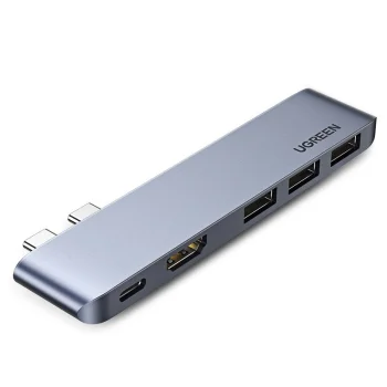 Ugreen 60559 USB-C centrmezgls priekš MacBook Pro / Air, pelēks