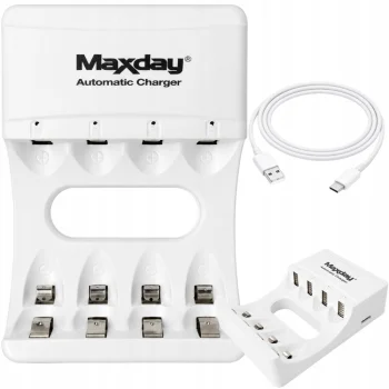 Зарядное устройство для аккумуляторов Maxday 704A2 AA/AAA, USB-C, 4 слота,...