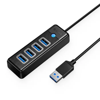 Orico PW4U-U3 USB-A centrmezgls ar 4x USB 3.0 portiem, melns
