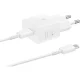 Сетевое зарядное устройство Samsung EP-T2510XWEGEU 25W GaN с кабелем USB-C, белое