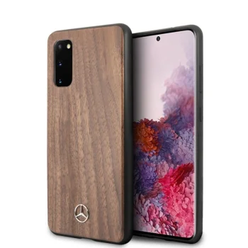 Чехол Mercedes для Samsung Galaxy S20 Wood Line Walnut, коричневый