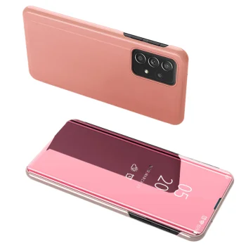 Atverams vāciņš Clear View Case priekš Samsung Galaxy A73 ar statīva funkciju, rozā