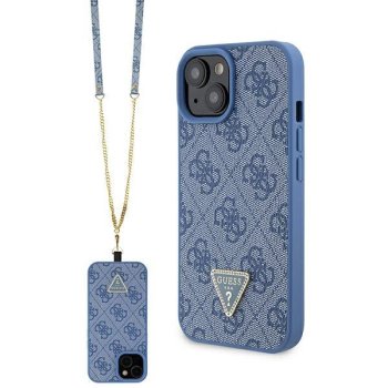 Guess iPhone 15 vāciņš Crossbody 4G Metal Logo, zils