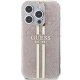 Guess iPhone 15 Pro Case IML 4G Gold Stripe, Pink