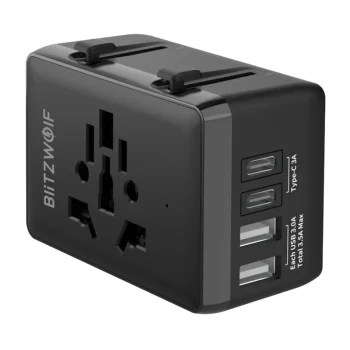 Дорожный адаптер Blitzwolf BW-TA1 4-в-1 2xUSB USB-C PD 20W