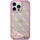 Guess iPhone 14 Pro Case Liquid Glitter 4G Translucent, Pink