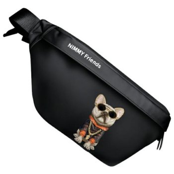 Nimmy Crossbody Glasses Cool Dog pleca soma, melna