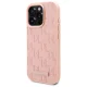 Karl Lagerfeld iPhone 16 Pro Case Leather Monogram Metal Logo, Pink