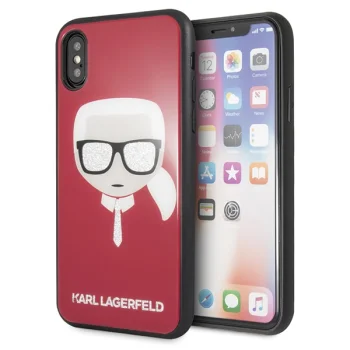 Чехол Karl Lagerfeld Iconic Glitter Karl`s Head для iPhone X / Xs, Красный