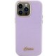 Guess iPhone 15 Pro vāciņš Glitter Glossy Script, ceriņu