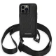 Karl Lagerfeld iPhone 14 Pro vāciņš ar siksniņu Monogram Plaque Logo Melns