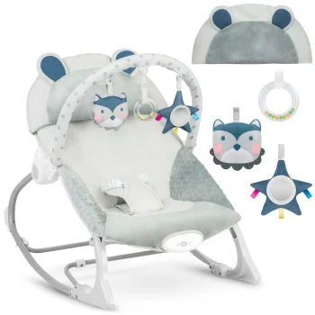 Детский шезлонг-качалка с вибрацией Ricokids 7328, серый
