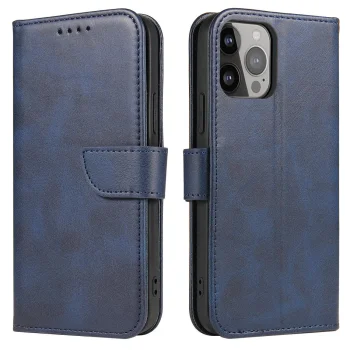 Magnet Case vāciņš iPhone 14 Pro Max ar atloku, maku un statīvu, zils | Phone Cover Flip Wallet Stand Blue