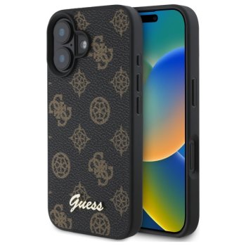 Чехол Guess Peony Script MagSafe для iPhone 16 - Черный