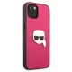 Karl Lagerfeld iPhone 13 mini vāciņš Leather Ikonik Karl\'s Head, rozā