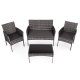 Polyrattan Garden Furniture Set with Table Bench Chairs MultiGarden, Grey