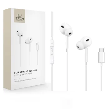 Tech-Protect Ultraboost Core G3 USB-C Wired Earphones, White