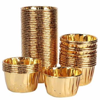 Бумажные формочки для кексов 50 шт, золотые