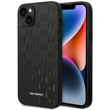 Karl Lagerfeld Saffiano Mono Metal Logo Case for iPhone 14 Plus, Black