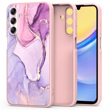 Samsung Galaxy A15 ( SM-A156, SM-A155 ) Tech-Protect Mood Case Cover, Pink Marble | Telefona Vāciņš Maciņš Apvalks...