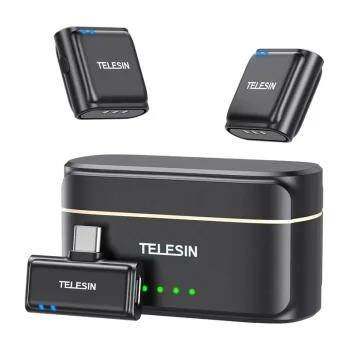 Telesin P5-MCP-01 bezvadu piespraužamais mikrofons ar uzlādes futrāli (USB-C)