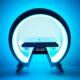 RGB Bedside Lamp with Wireless Charger, Bluetooth Speaker and Alarm Clock, White