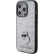 Karl Lagerfeld Glitter Choupette Logo vāciņš iPhone 15 Pro, sudraba