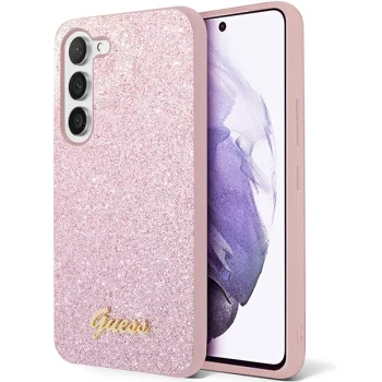 Samsung Galaxy S23+ Plus (SM-S916) Guess Glitter Script Case Cover (GUHCS23MHGGSHP), Pink | Чехол Кейс...