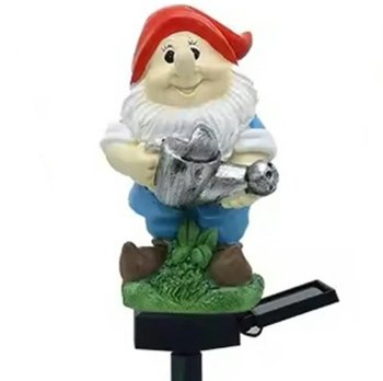 Solar garden LED lamp, gnome with watering can, 41 cm