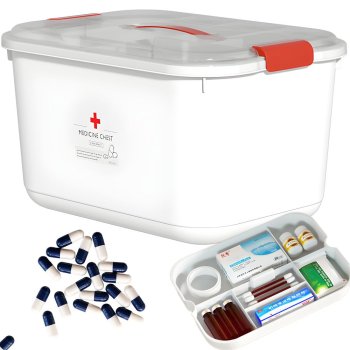 Домашняя аптечка контейнер для лекарств с лотком и ручкой,...