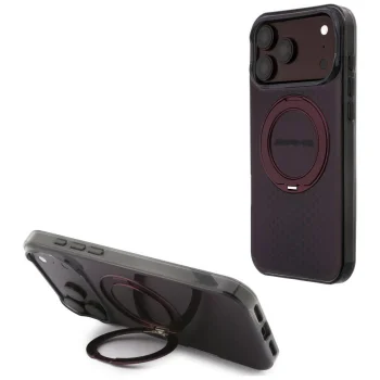 Чехол Mercedes AMG для iPhone 18 Pro Max / 17 Pro Max с кольцом MagSafe, бордовый