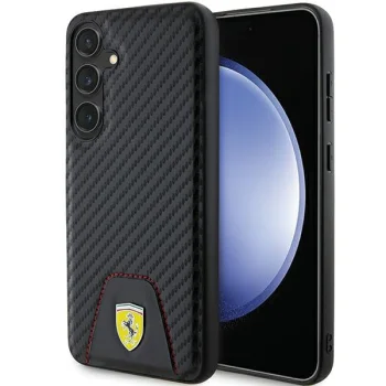 Чехол Ferrari для Samsung Galaxy S24+ Carbon Stitched Bottom, черный