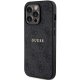 Guess 4G kolekcijas ādas telefona vāciņš ar metāla logotipu MagSafe iPhone 15 Pro Max - melns | Collection Leather...