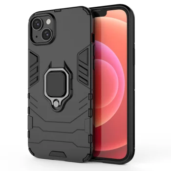 Бронированный чехол Ring Armor для iPhone 14 Plus с кольцом, черный