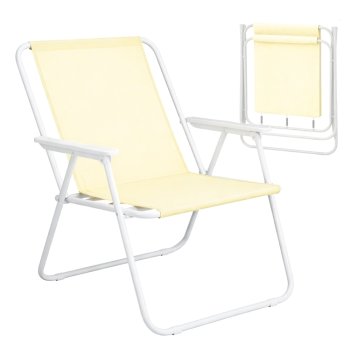 Folding Camping Chair Lightweight Portable Beach Garden Seat, Beige